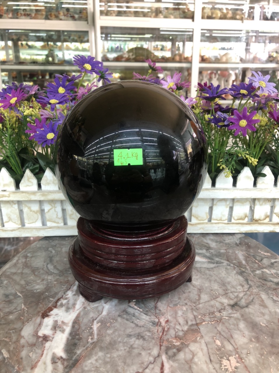 Cầu phong thủy đá mắt mèo ngũ sắc - Đường kính 7,5cm; 9,4 cm