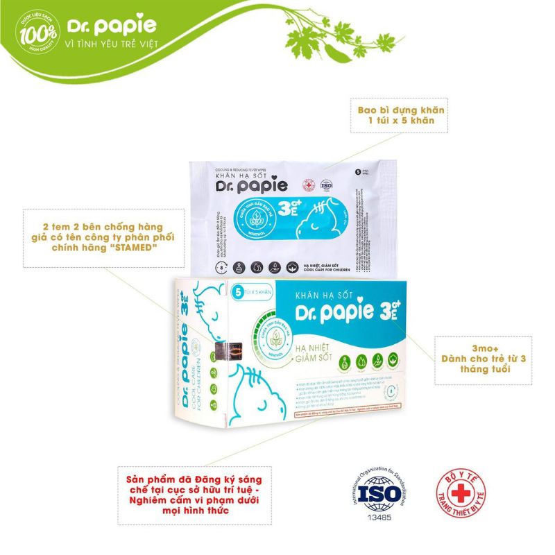 KHĂN LAU HẠ SỐT THẢO DƯỢC Dr.Papie