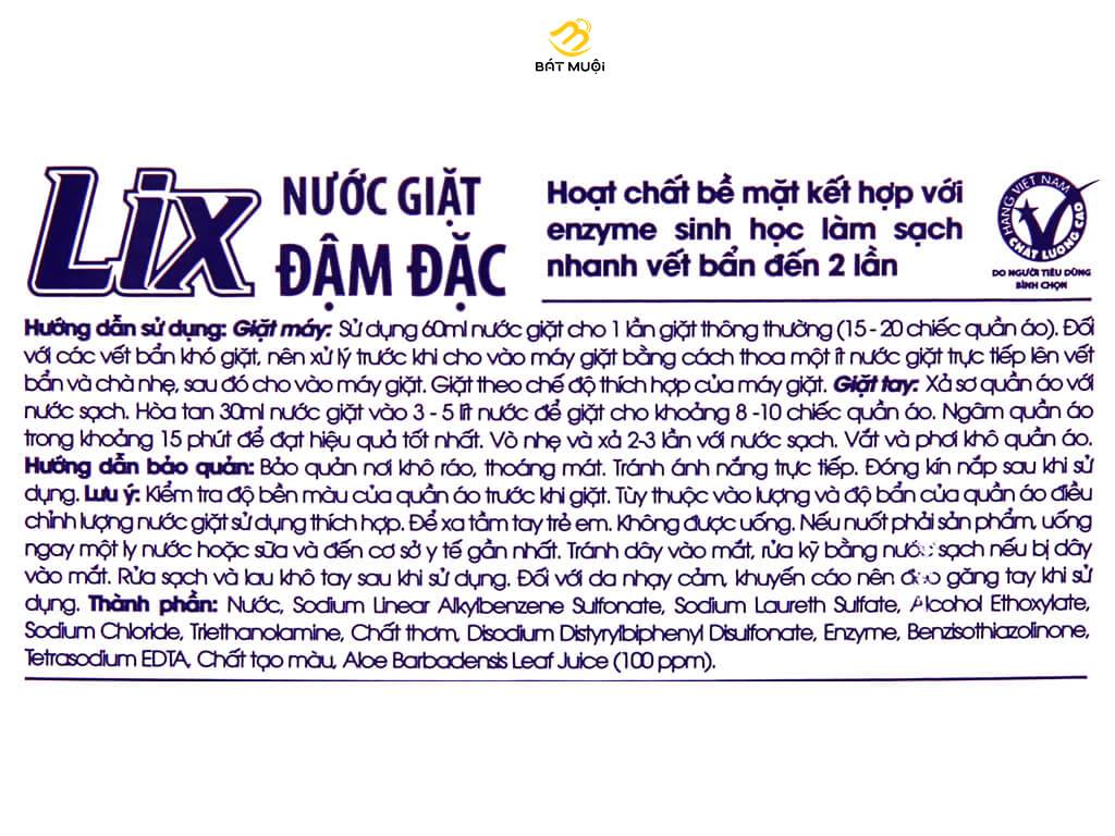 Nước giặt Lix chai 3.6 lít - CTY BÁT MUỘI