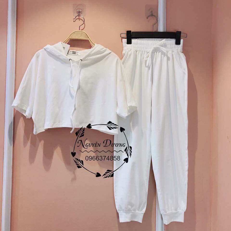 [HCM]Set thể thao áo crop hoodie cá tính (Kèm ảnh thật shop chụp)
