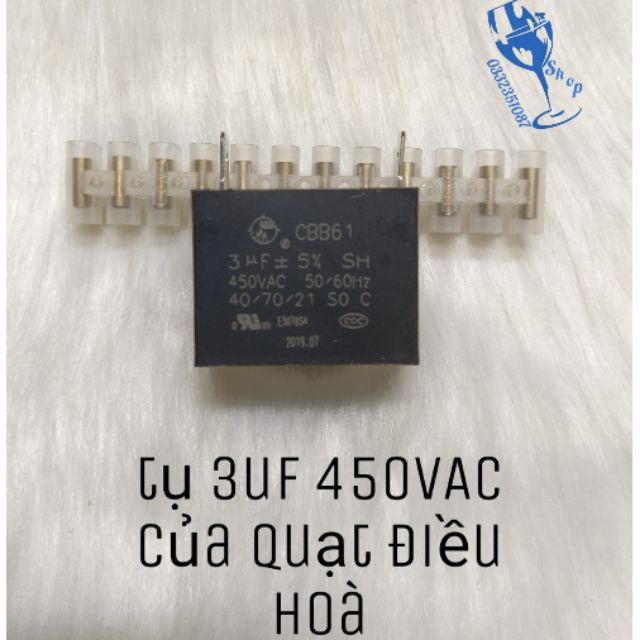 Tụ quạt điều hoà 3uf 450vac