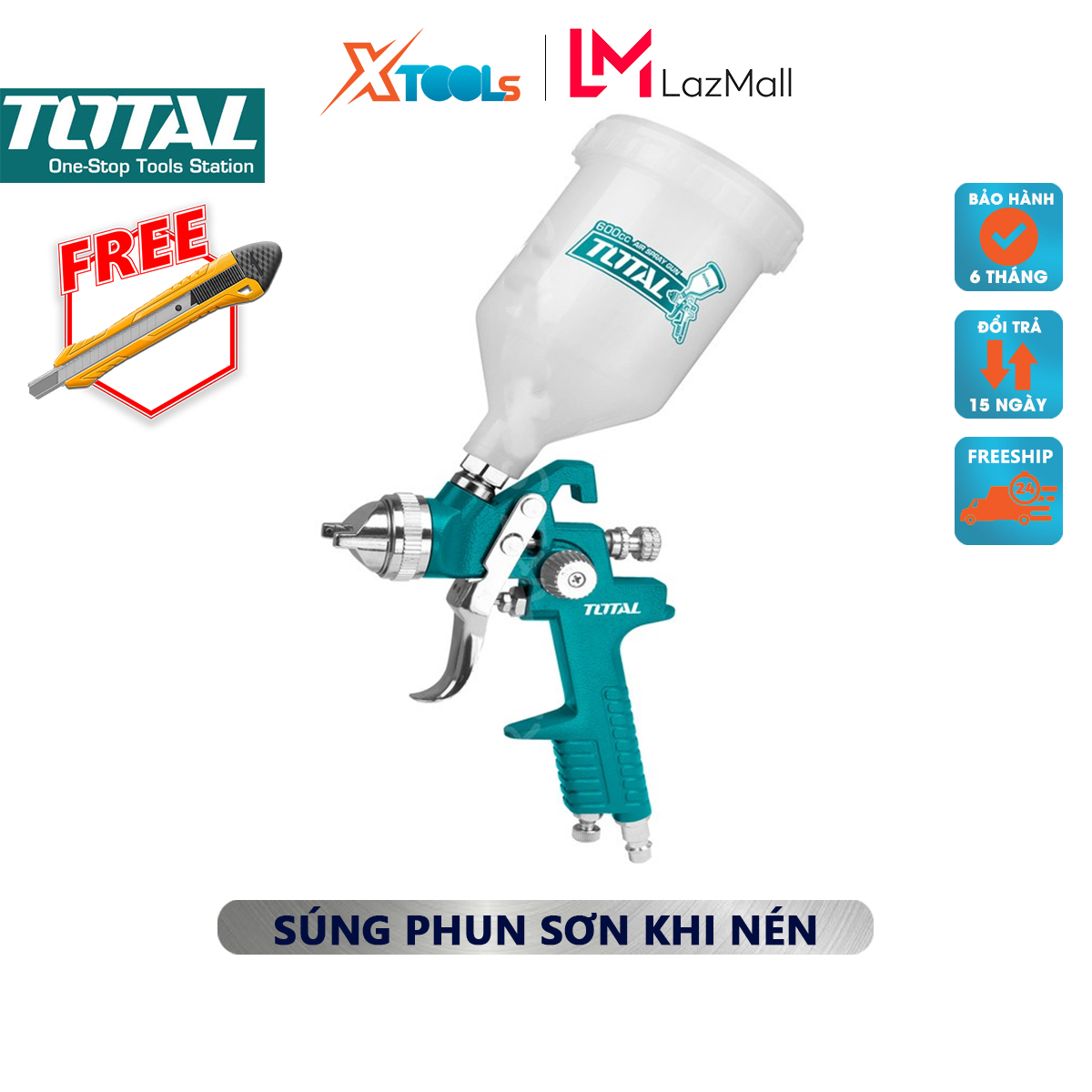 Spray Gun paint total TAT10601 instrument spray paint 1.4mm, width 180-250mm, 600cc, 4.2-7.1cfm(119-200l/min) spray paint smooth, evenly, convenient wood paint, automotive paint, interior, motorcycle industry, leather, plastic [XTools mall]