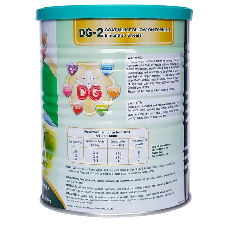 [Tặng Kèm DG Viên] Sữa Dê DG 2 400g, 800g cho trẻ 6_36 tháng (Date 2026)