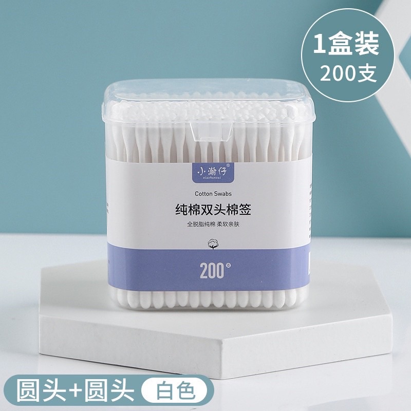 Hộp Tăm Bông 2 Đầu - Mỗi hộp 200 Cái Siêuu To Dùng Cả Năm Không Hết ạ Cotton Tiệt Trùng Chất