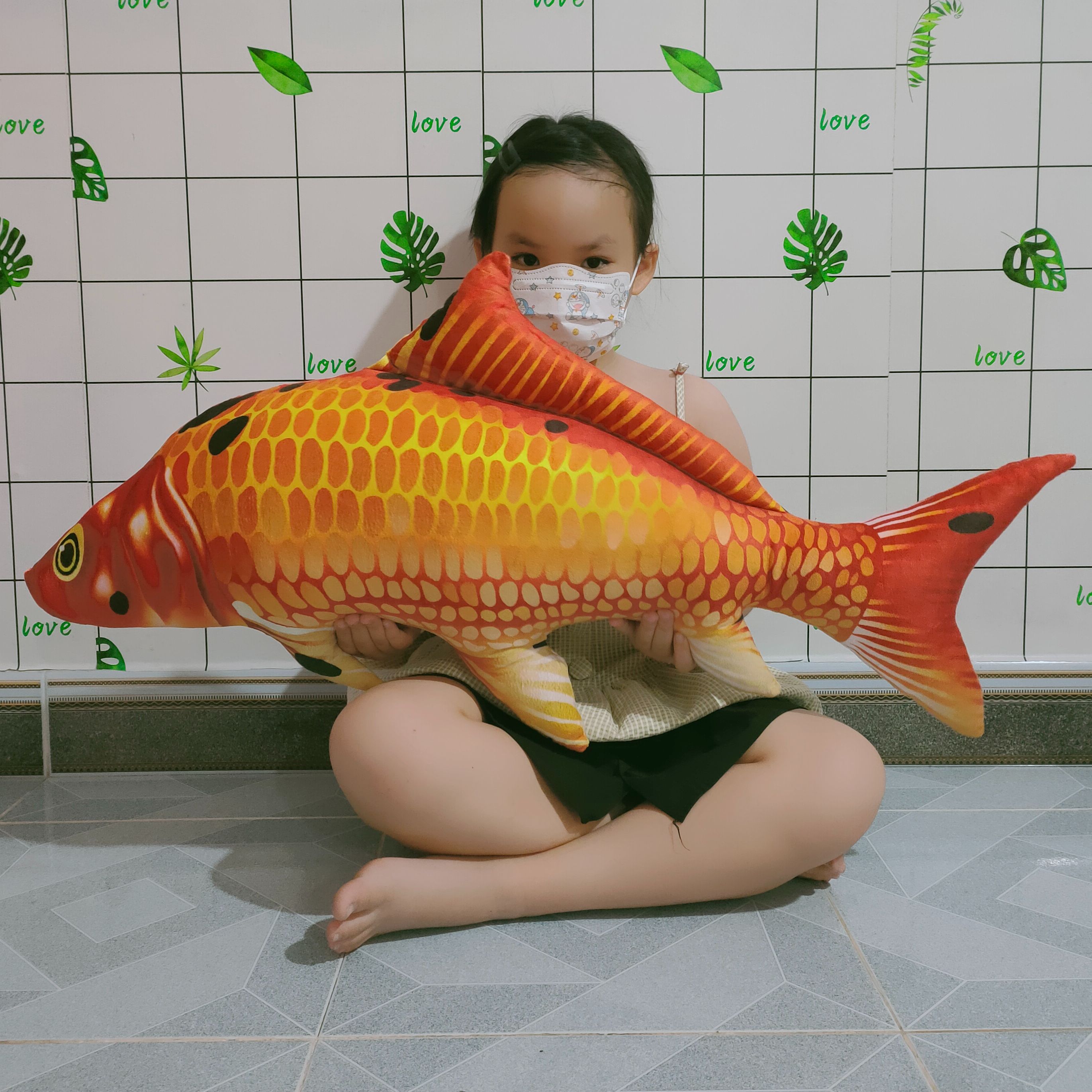 Gối ôm cá chép 3d cho bé 1 tuổi gối ôm cá koi mềm mịn an toàn cho bé việt nam sản xuất