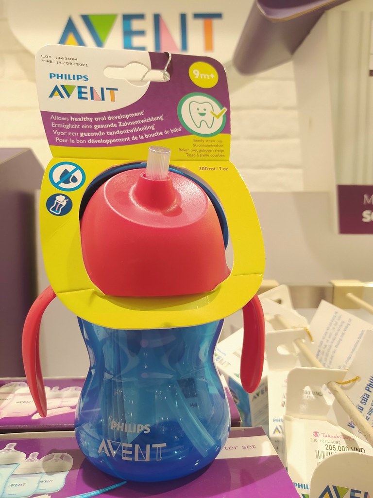 Bình ống hút Avent khủng long 200ml, 300ml