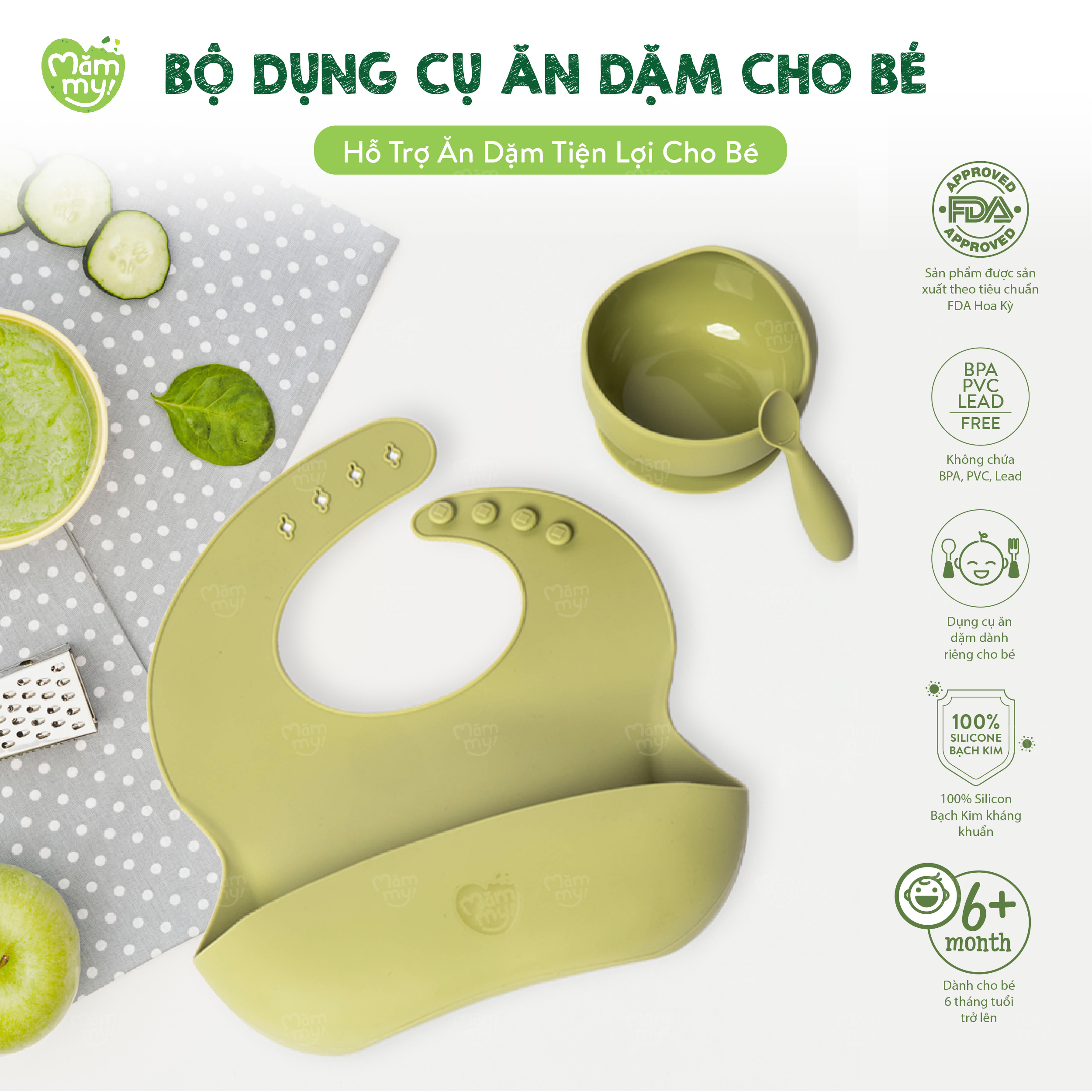 Bộ dụng cụ ăn dặm cho bé Mămmy Baby Feeding Set