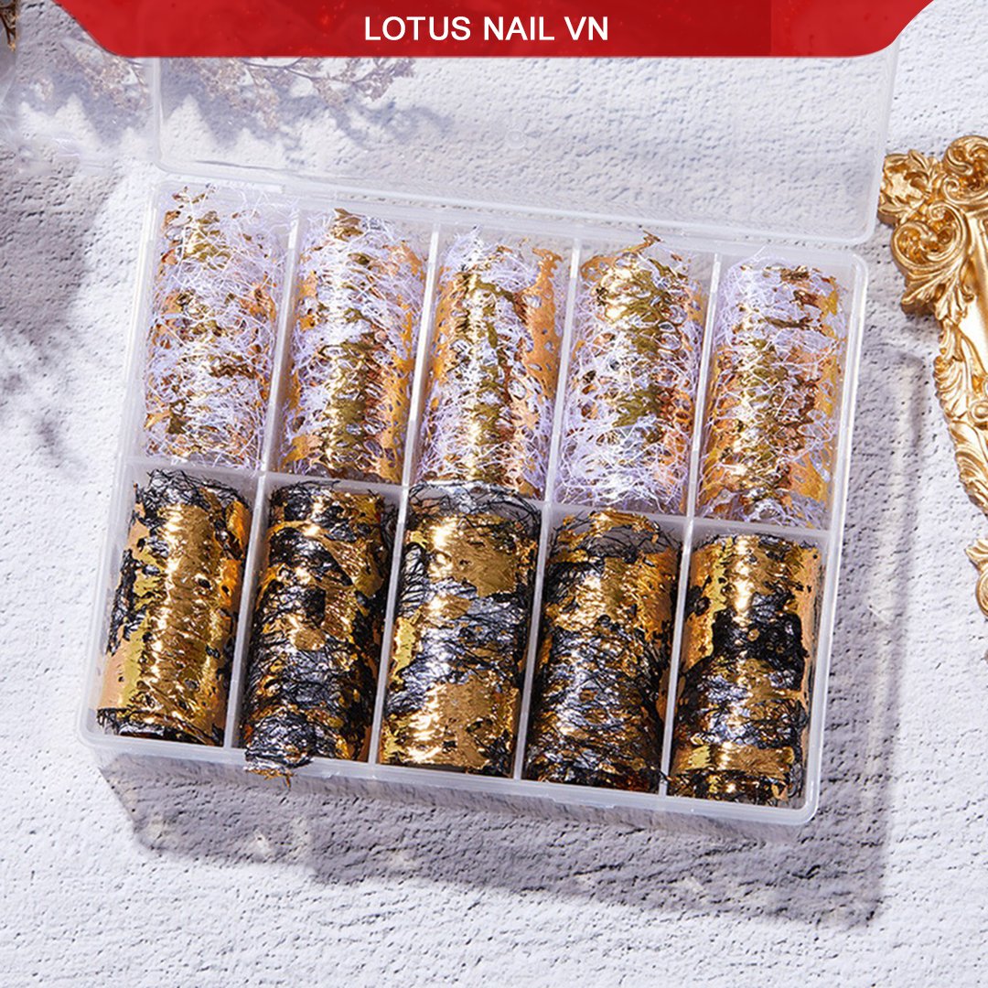 Set foil dán móng, foil nail trang trí móng