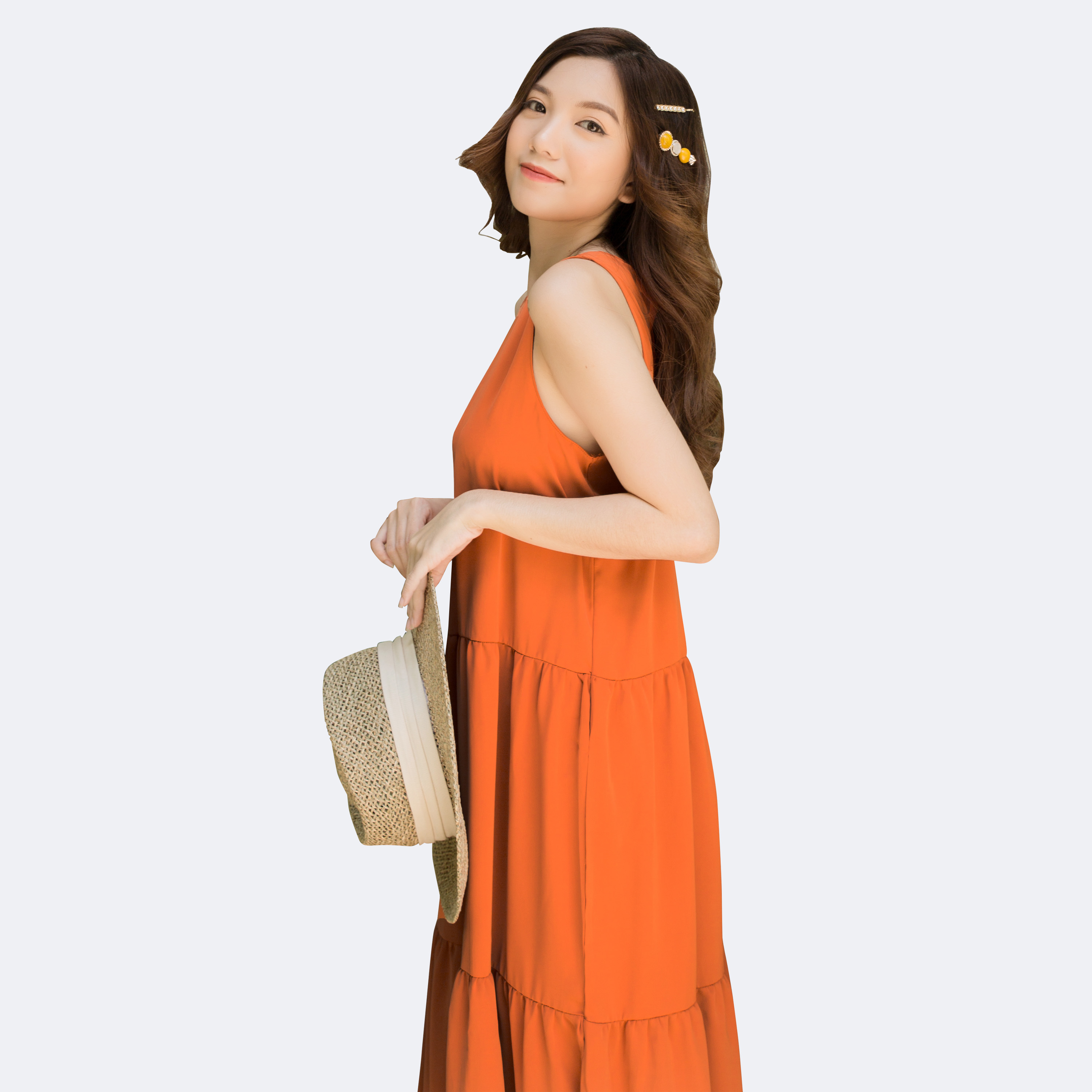 Đầm Maxi Nữ Vải Lụa Trơn 4 Màu 46-64kg , Đầm Nữ Maxi - 3393