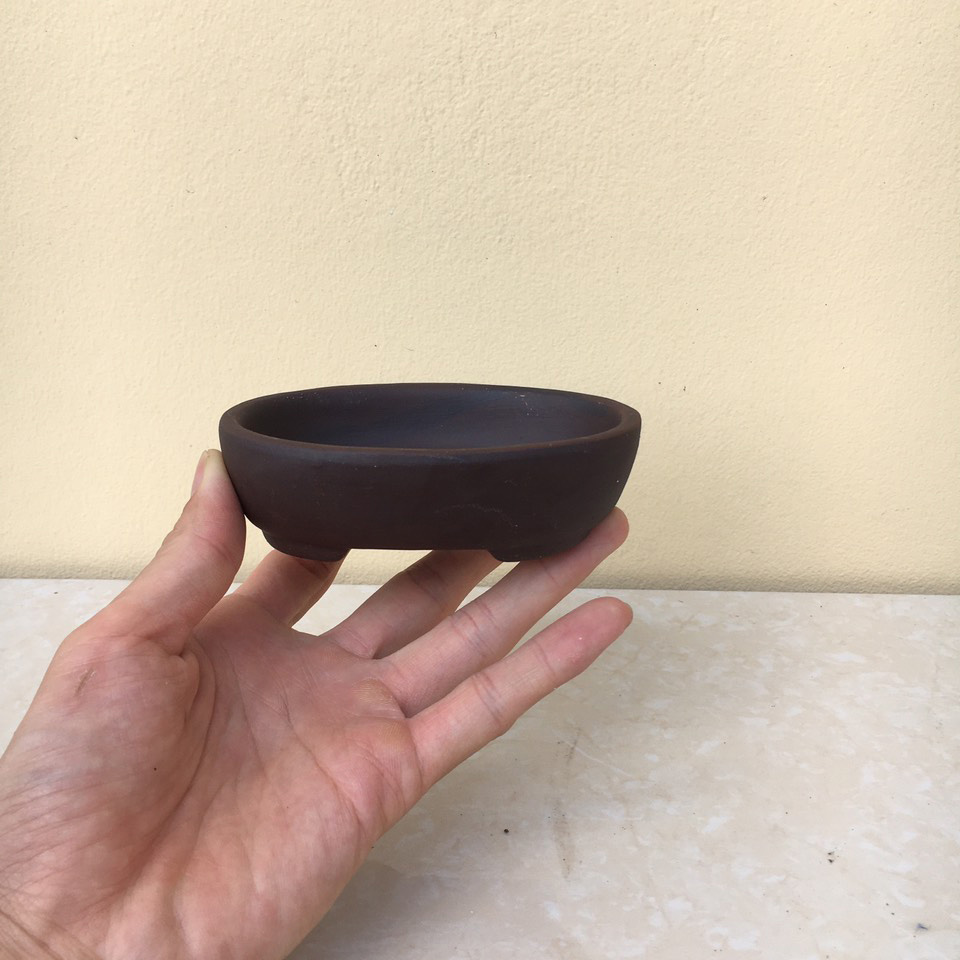Chậu bonsai Ovan đất nung mini gốm Bát tràng 1 size BM-69