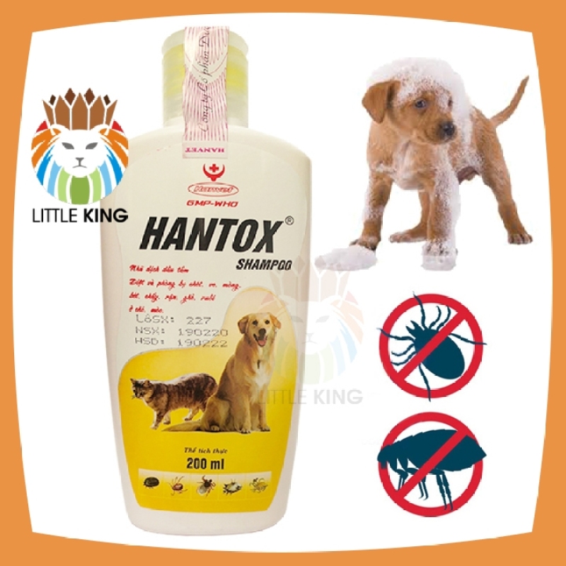 Sữa tắm Hantox 200ml Vàng trị ve, rận, bọ chét, ký sinh trùng, ghẻ cho chó mèo - Little King pet shop