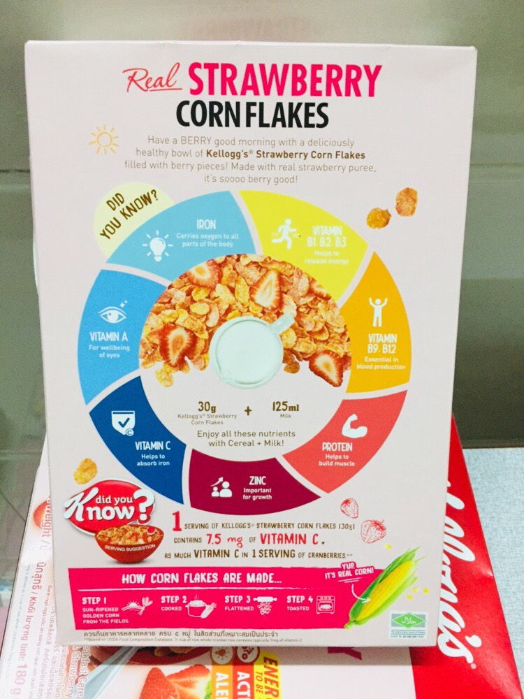 [HCM]ngũ cốc dinh dưỡng Kelloggs Corn Flakes Strawberry 180g