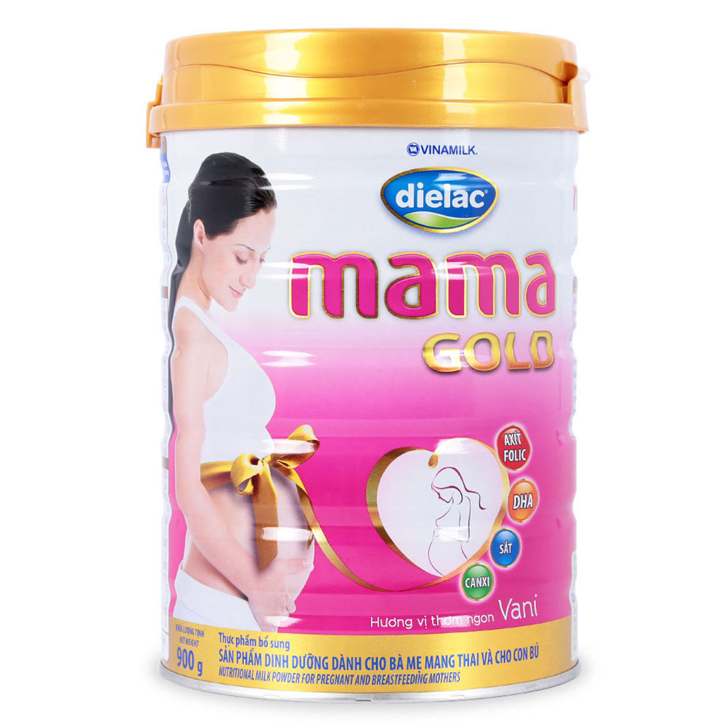 Sữa Bột Vinamilk Dielac Mama Gold Hương Vani Hộp 900g (Dinh dưỡng dành cho bà mẹ mang thai và cho con bú)