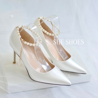 Giày cưới Giày cao gót trắng cô dâu cao cấp, độc quyền bởi SHE SHOES thumbnail