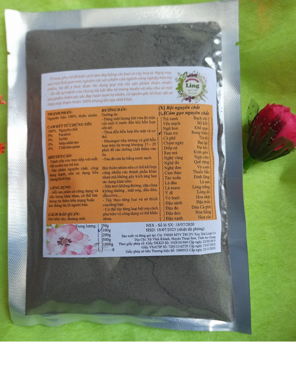 [HCM]Bột cám gạo than tre 100g
