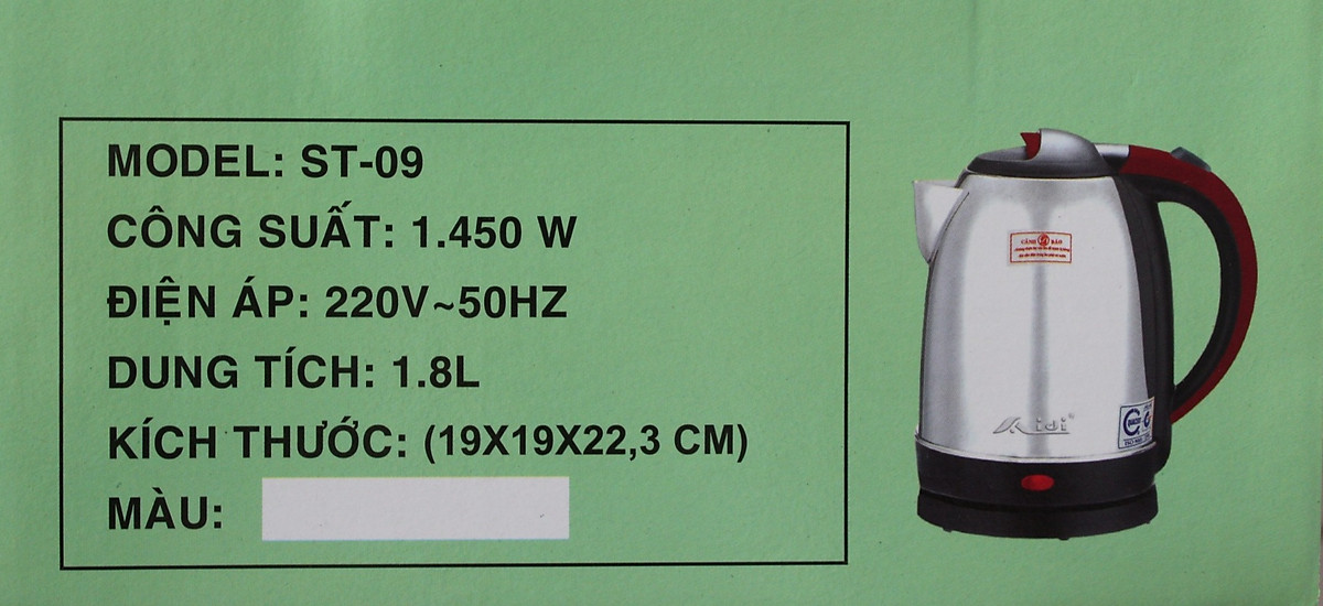 Bình ấm điện siêu tốc Aidi 1,8L