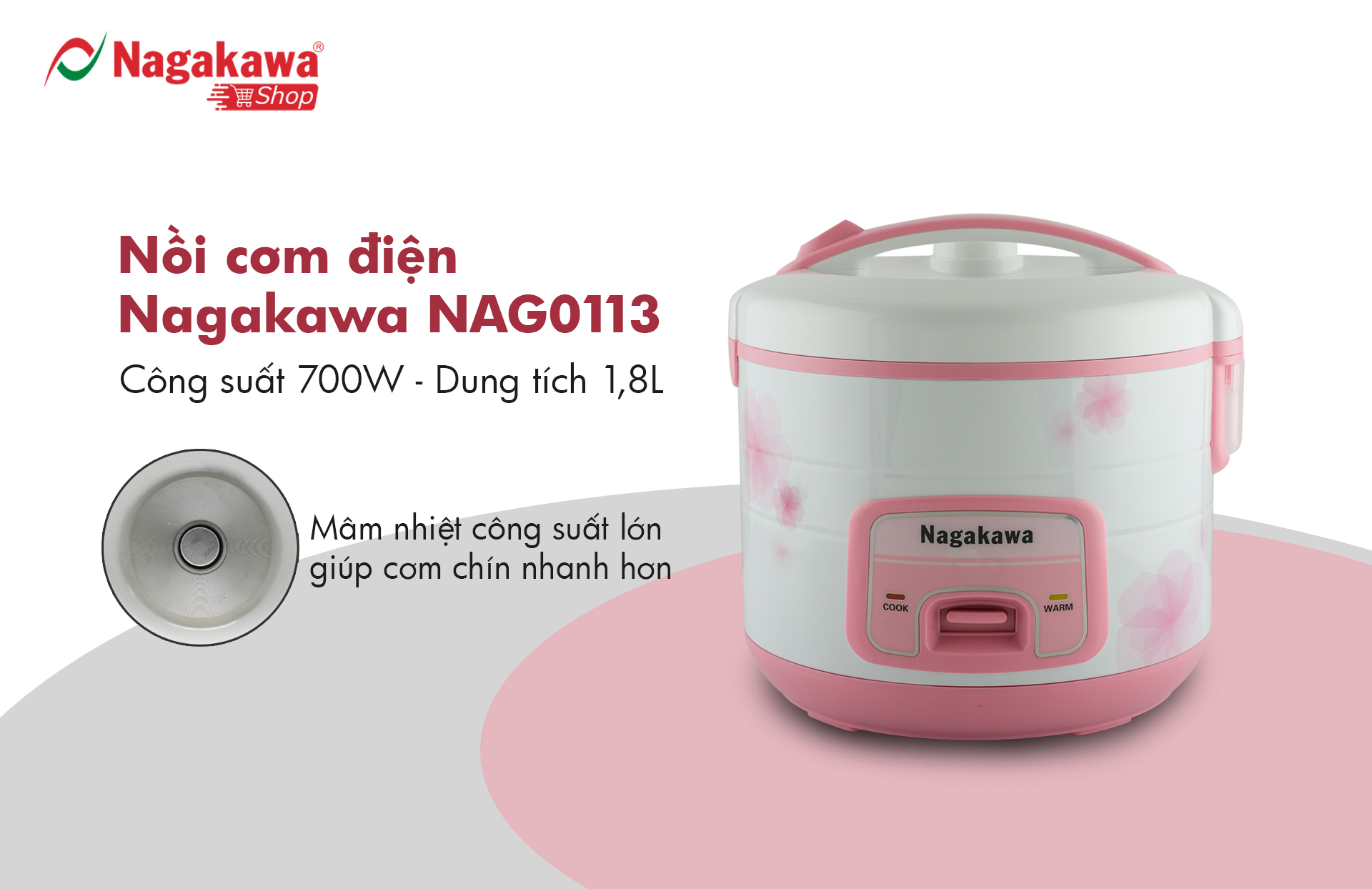 Nồi Cơm Điện Nagakawa NAG0113 1.8 Lít