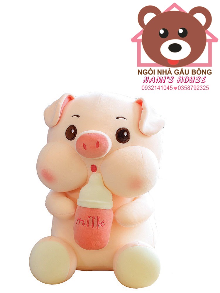 [XẢ KHO GIÁ SỈ] GẤU BÔNG HEO ÔM BÌNH SỮA 35CM