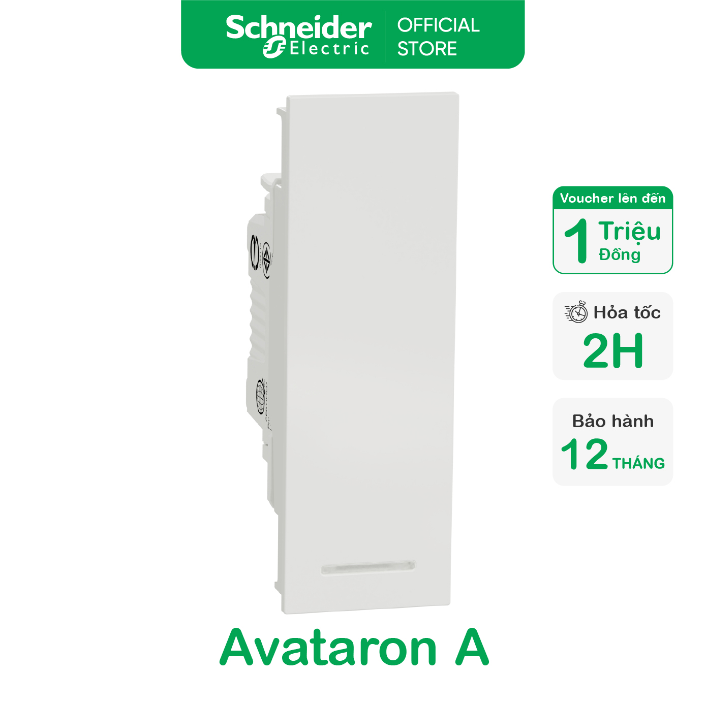 Công tắc 1 chiều cắm nhanh - 16ax - trắng - 250vac - ip20 - size s/m/e - dòng avataron a - schneider electric - m3t31_1f_we m3t31_m1f_we m3t31_e1f_we