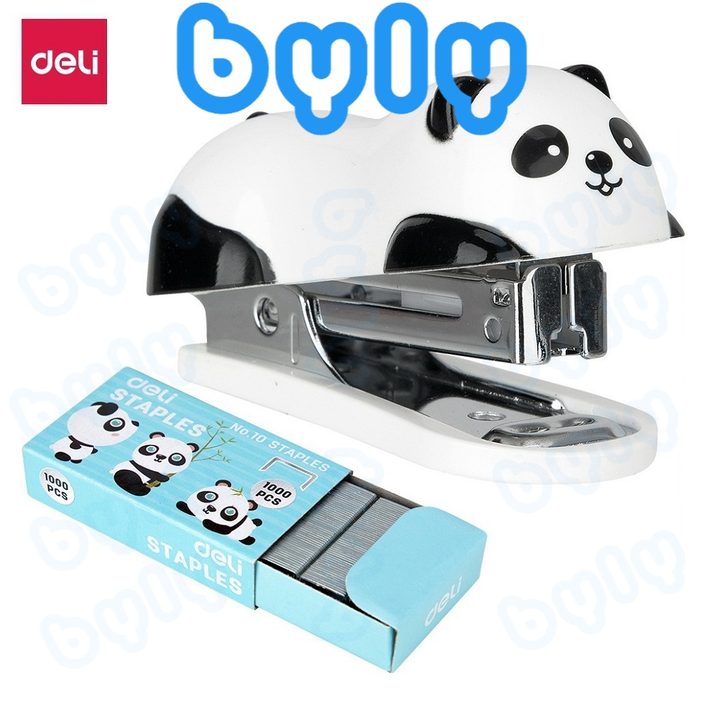 Combo Bấm kim Panda + kèm 1 hộp ghim Deli 0453 - ByLy Store