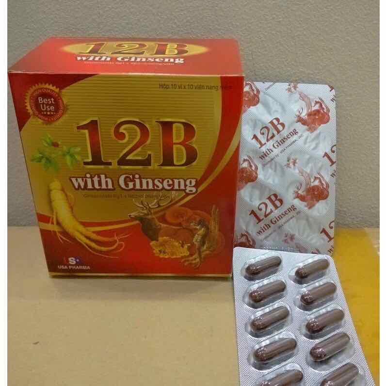 [HCM]VIÊN UỐNG 12B WITH GINSENG PHỤC HỒI SỨC KHỎE - NÂNG CAO TRÍ LỰC - BỒI BỔ CƠ THỂ - BỔ SUNG CÁC VITAMIN - HỘP 100 VIÊN