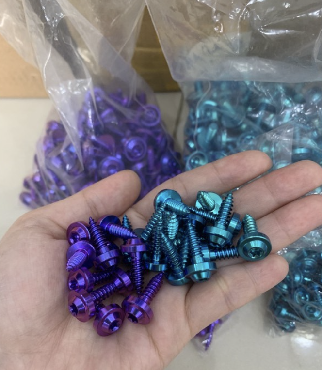 (Bộ 7 con) ốc 5li18 xoắn titanium GR5 gắn pô e cho Vario Click Ab