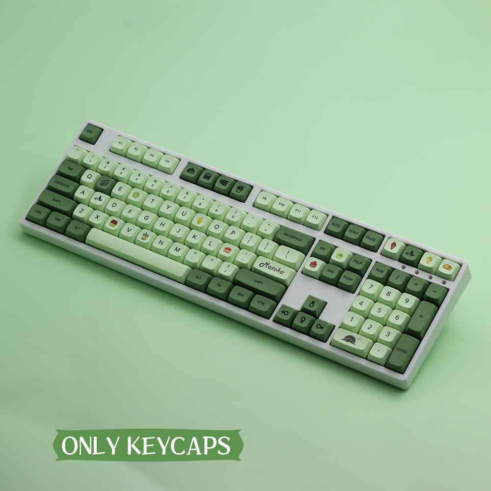 XDA Matcha Green Tea Dye Sub Japanese Keycap Set Thick PBT For Gh60XdPoker 87Tkl 104 Ansi Mechanical Keyboard 7U