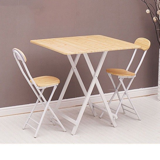 Bàn xếp gọn đa năng 80x80 cm vân gỗ sang trọng, Bàn gấp gọn gỗ chân kim loại 3 màu sắc lựa chọn