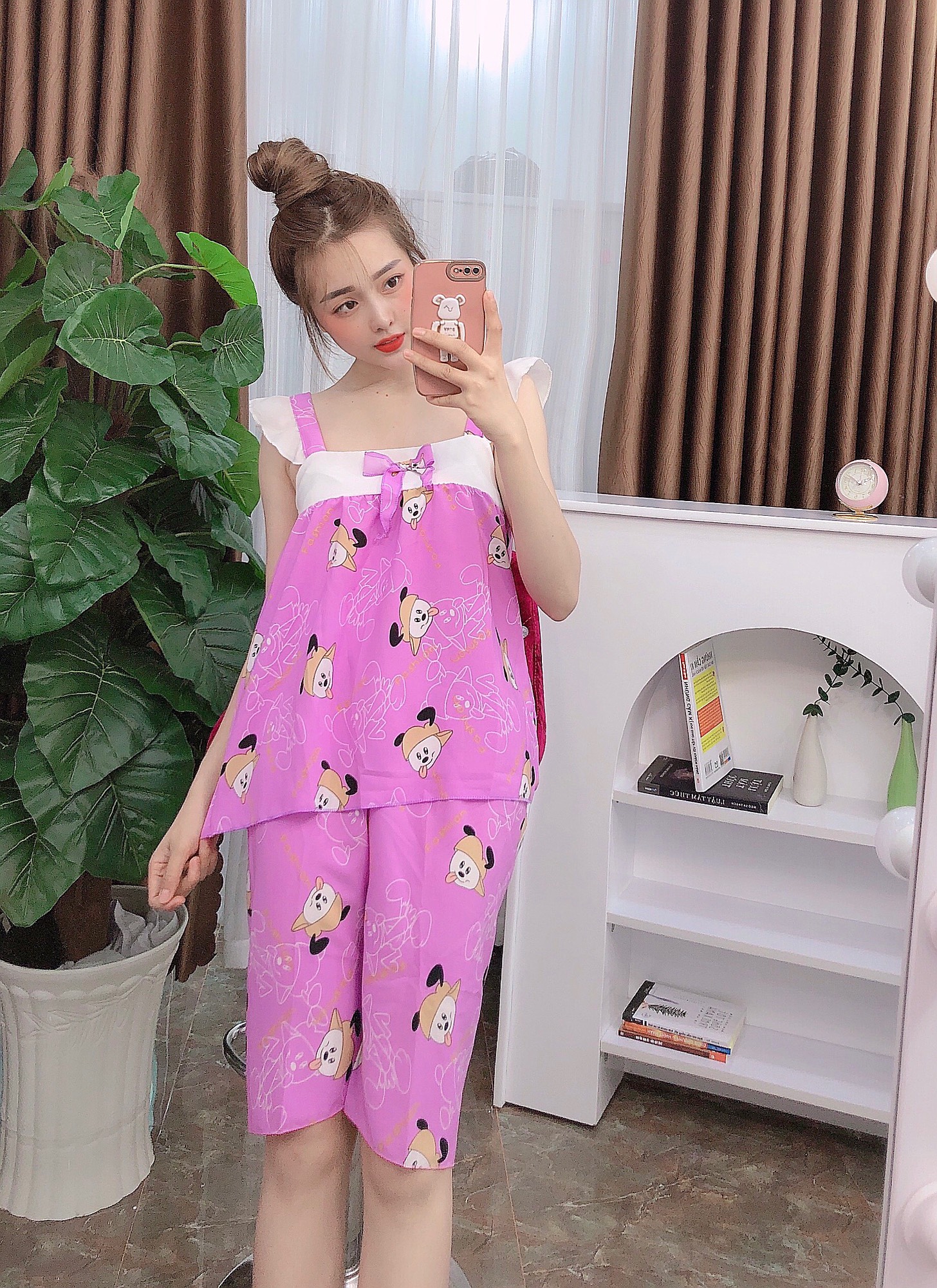 [ ẢNH THẬT] Set bộ lụa mặc nhà tay cánh tiên freesize dưới 58kg