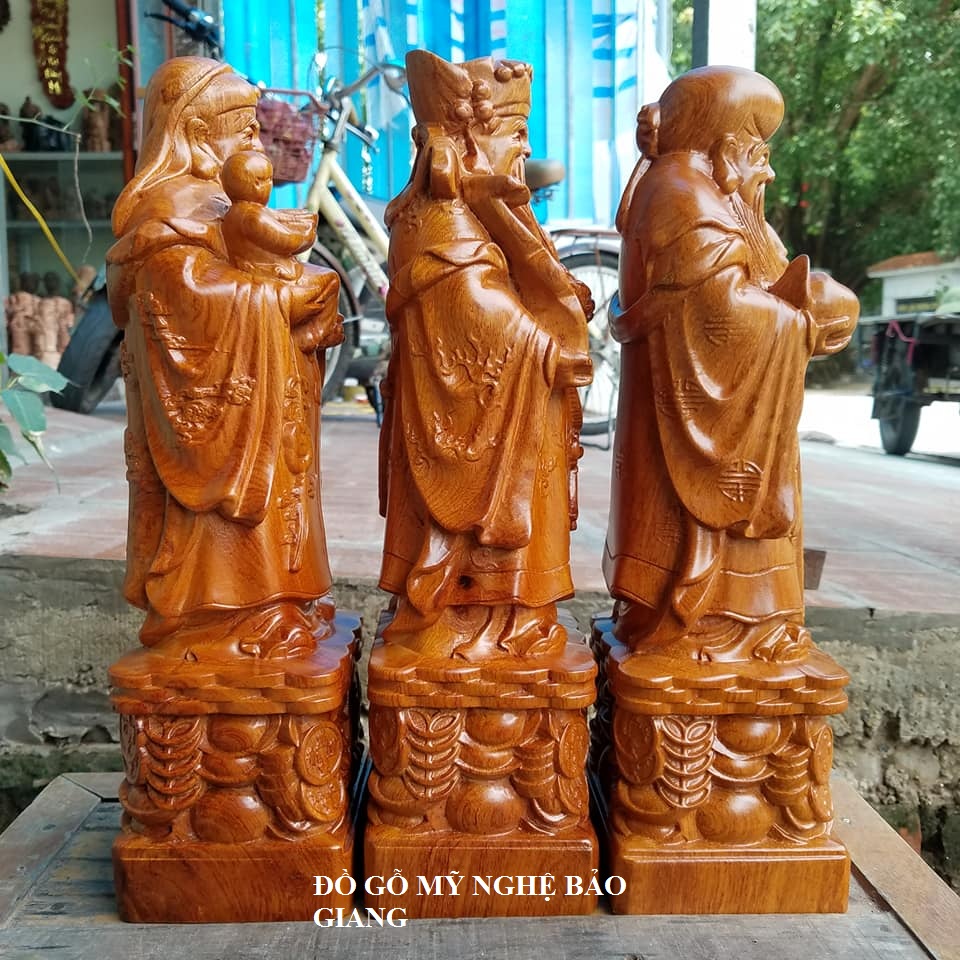 Tượng tam đa gỗ hương cao 40 cm