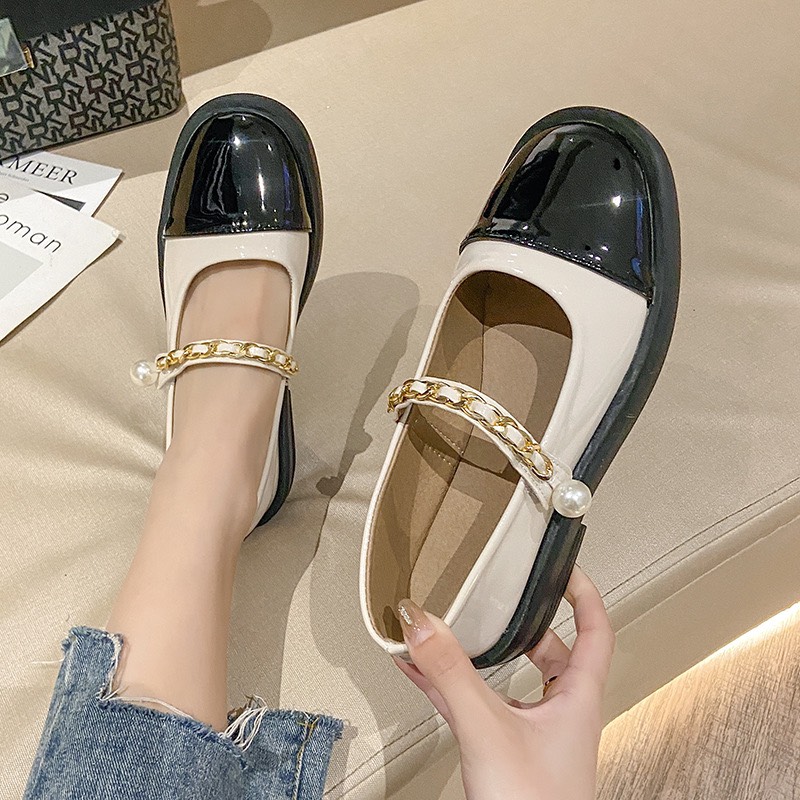 (S119) Giầy lười nữ quai xích ngọc pha màu (mã K-10-giầy lười)