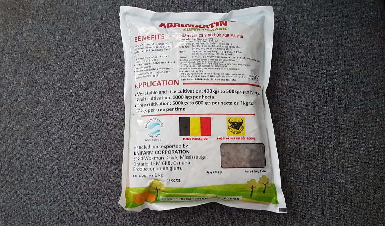 Phân hữu cơ sinh học Bỉ AGRIMARTIN.(gói=1kg)