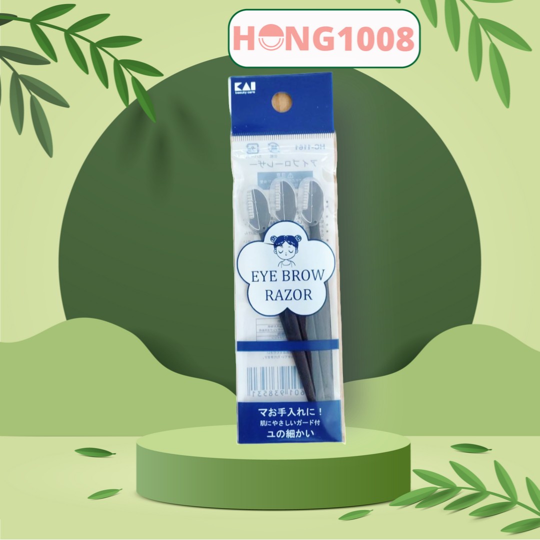 Set 3 dao cạo lông mày cán dài KAI Eyebrow Razor Groom của Nhật - Shop Hong1008
