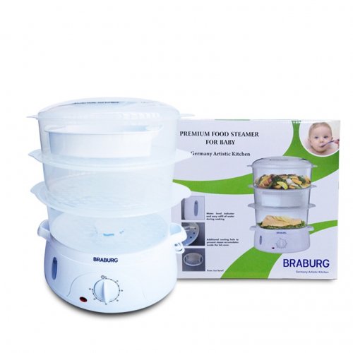 ( Chính Hãng Model 2022) Nồi hấp 3 tầng Braburg 9L B3K