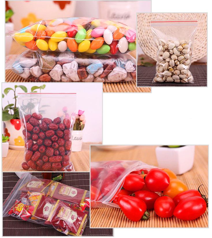 1KG Túi Zip Trong Viền Đỏ (Zipper)