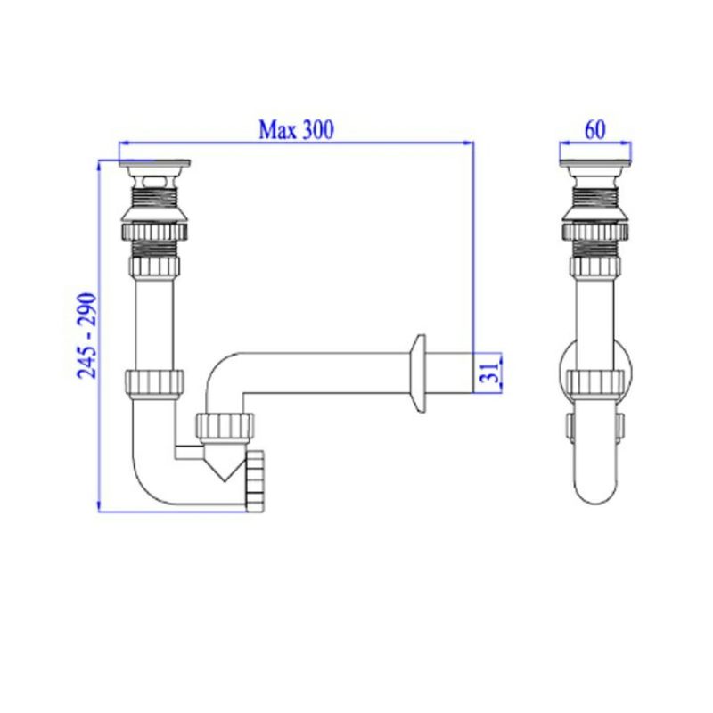 LV04 - bộ xả lavabo nhấn  (không xi)