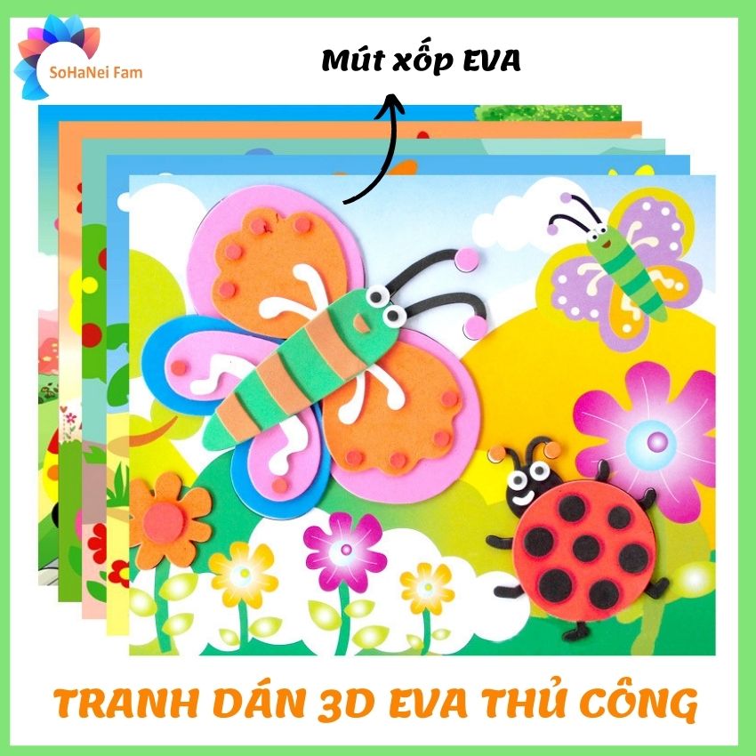 [HCM -ĐỒ CHƠI DIY] Tranh Dán Mút Xốp EVA 3D Kết Hợp Tranh Tô Màu 2 Trong 1 (Giao Mẫu Ngẫu Nhiên) -SOHANEI FAM -Đồ Chơi Thủ Công Cho Trẻ Em
