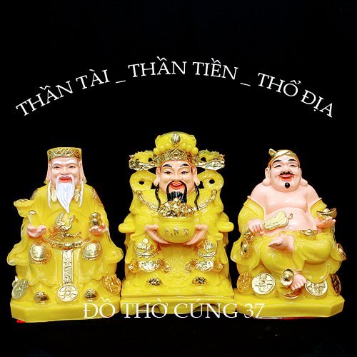 [ BỘ 3 ÔNG SIZE LỚN MÀU VÀNG ] THẦN TÀI +THỔ ĐỊA +THẦN TIỀN  [ COMPOSITE + BỘT ĐÁ ]
