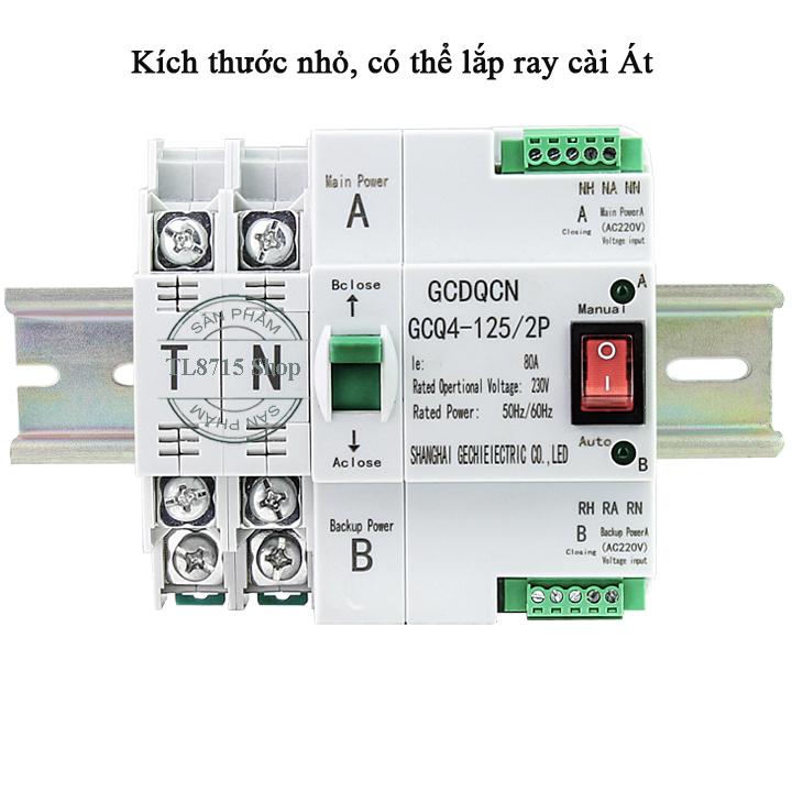 Bộ chuyển đổi nguồn điện tự động không gây mất điện ATS 2P 63A-80A, cầu dao đảo chiều tự động