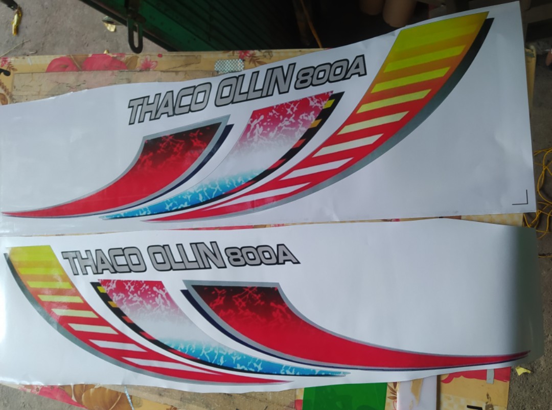 Tem decal dán cánh cửa, tem trang trí xe tải thaco onlin 800a (sl 2 tem dán 2 bên)