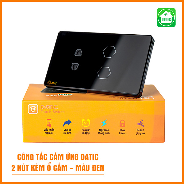 Công Tắc thông minh Datic – 2 Nút Kèm Ổ Cắm
