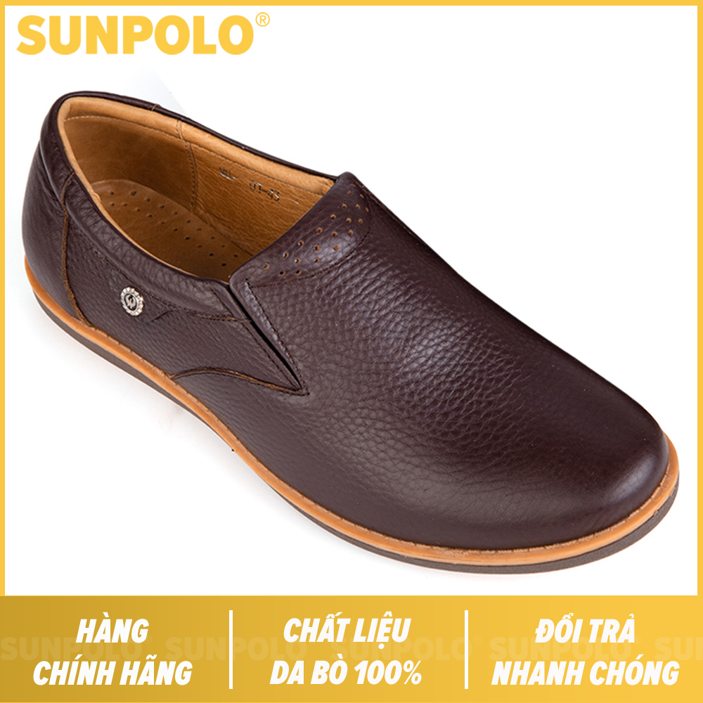 Giày Nam Da Bò SUNPOLO SUMU01 (Đen, Nâu)