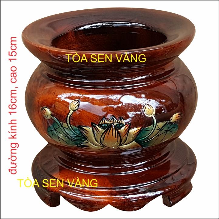 Lư hương bằng gỗ 16cm