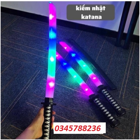 Đồ Chơi Nhựa Kiếm Nhật Katana Phát Sáng nhiều màu có Vỏ, có nhạc