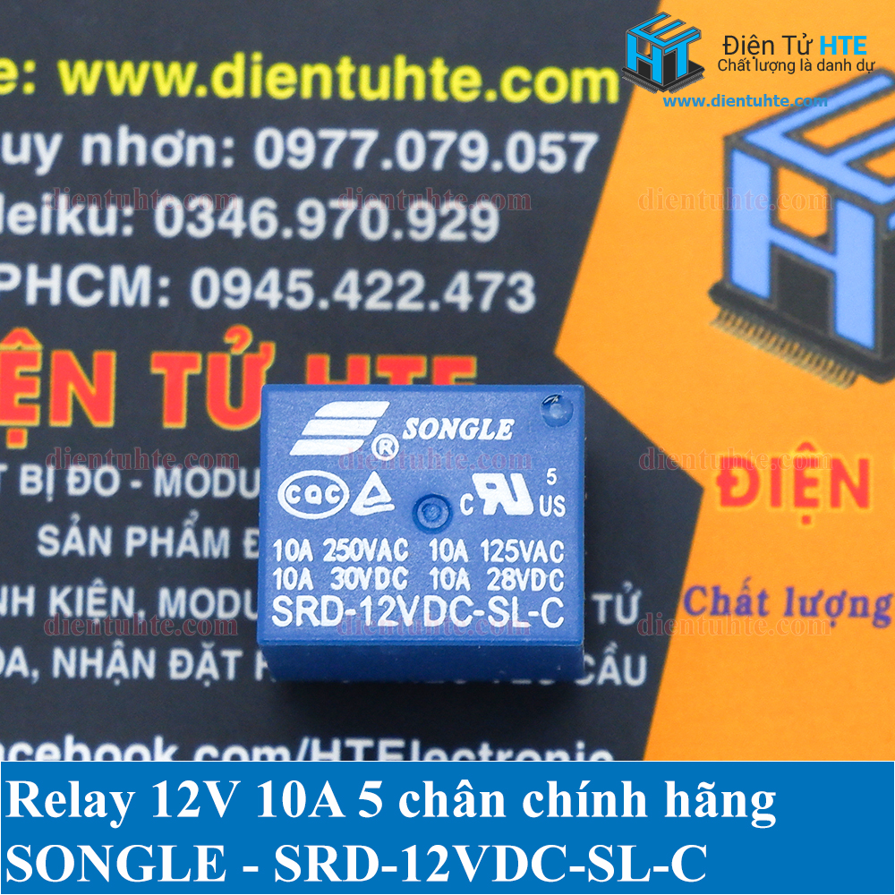 Bộ 10 cái Relay 12V 10A 5 chân chính hãng SONGLE [SRD-12VDC-SL-C]