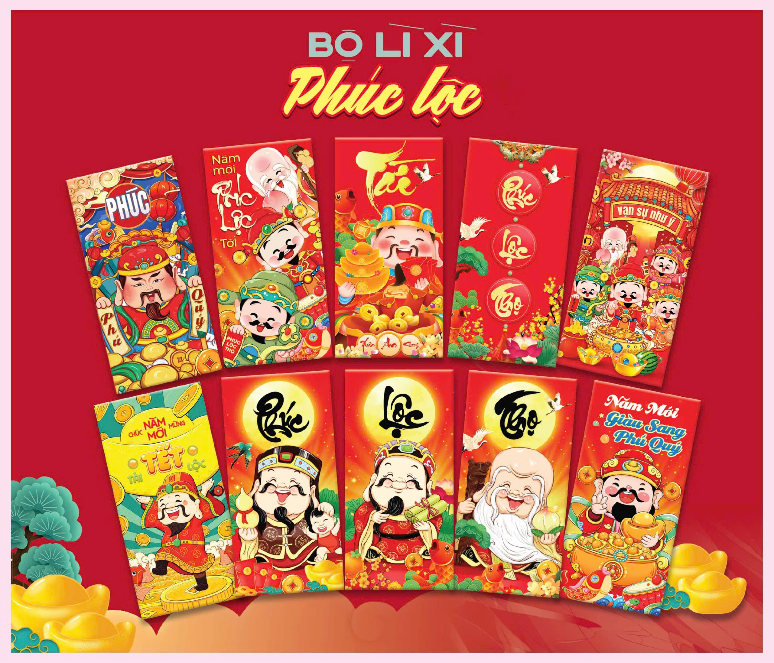 Combo 100 Bao Lì Xì Tết 2026 Mix nhiều mẫu