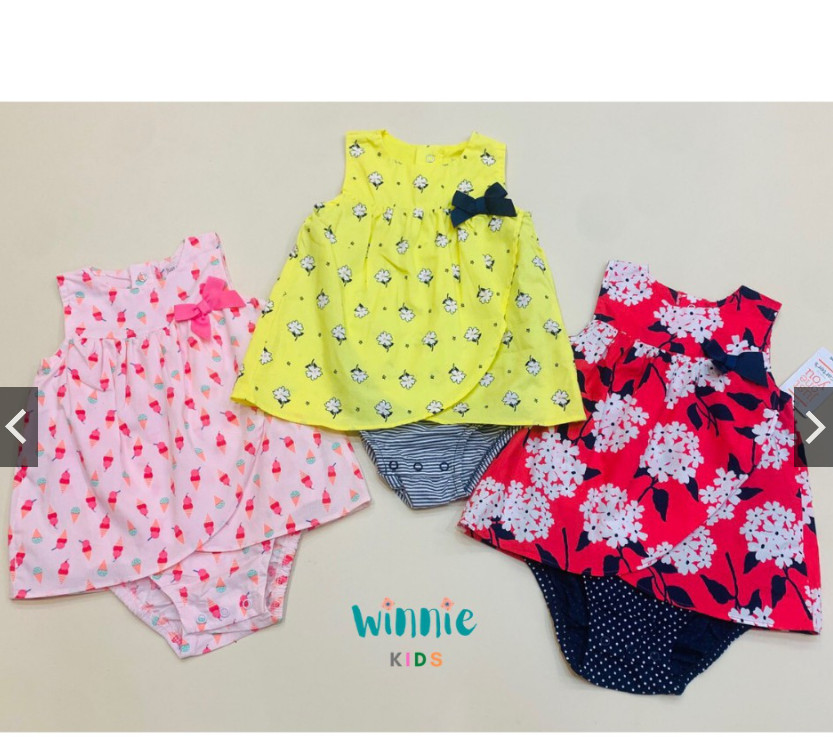 Váy body bé gái hoạ tiết dễ thương CARTER'S, Màu đỏ , 6M(6-7.5kg)