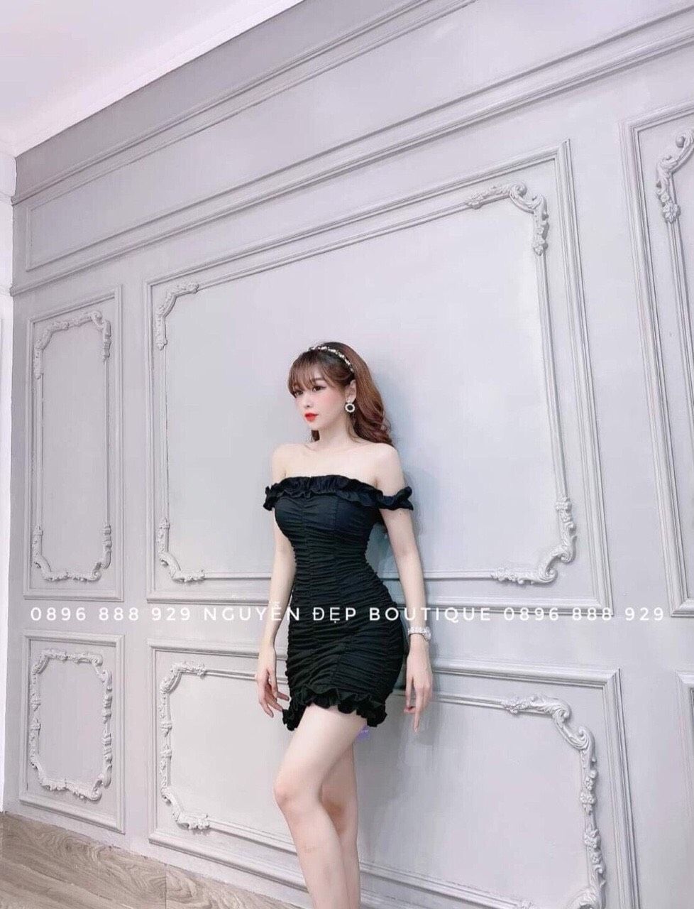 [HCM]ĐẦM TRỄ VAI UMI NHÚN(CÓ MÚT NGỰC)