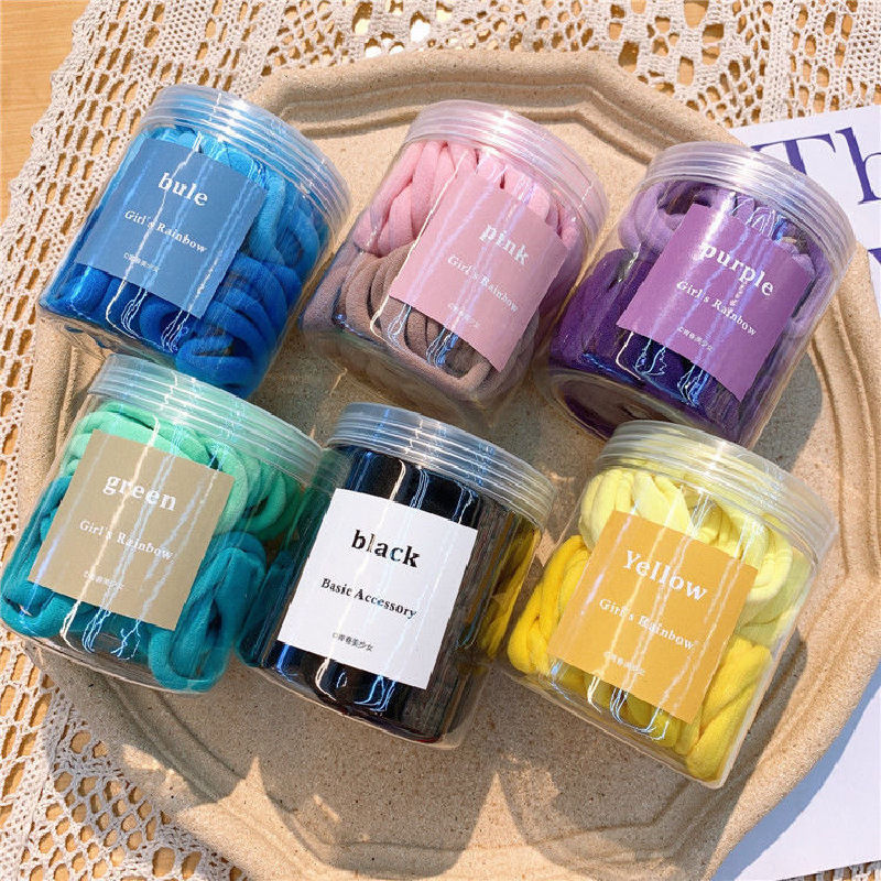 Combo 20 dây thun vải cột tóc kèm ống nhựa hot màu trơn giá rẻ CB22