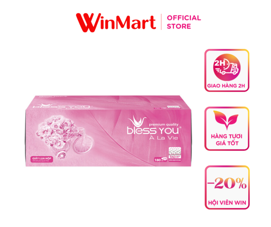 [Siêu thị WinMart] - Khăn giấy Bless You À La Vie hộp 180 tờ x 2 lớp
